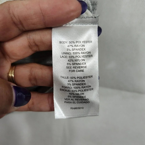 RXB White Heather Grey Lace Knit Top Shirt Women Size L Long Sleeve - Picture 7 of 9